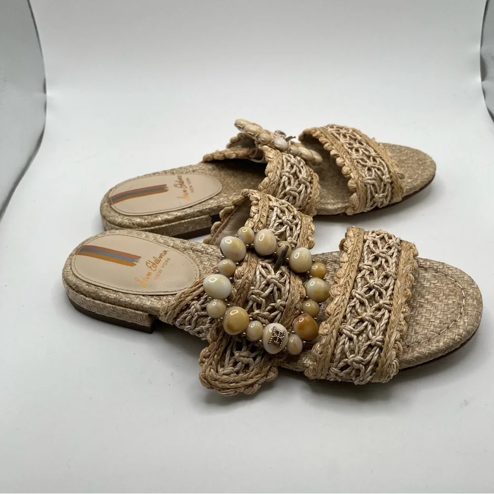 NWOB Sam Edelman Women's Elisa Slide Sandal size 5.5 woven straw vacation - Picture 5 of 9